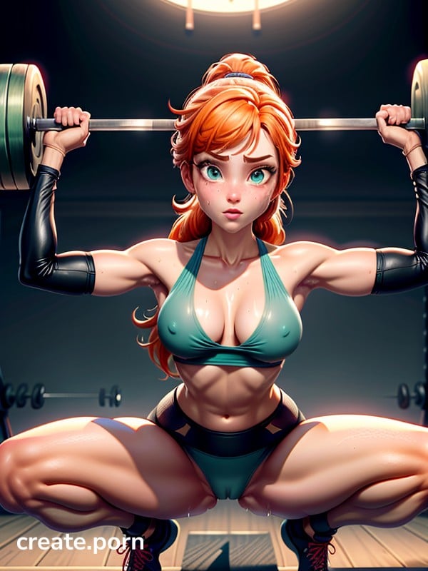 Deadlifting Workout Bar, Tight Clothing, Thong Hentai AI Porn