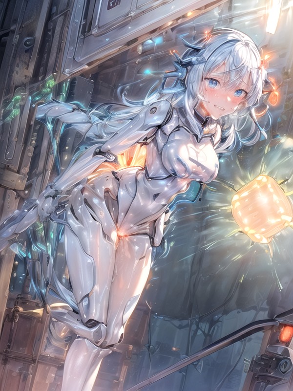 A Lot Of Thick Cables Connect To Her Spine, Limbs Inside Machine, Connector Hentai AI Porn