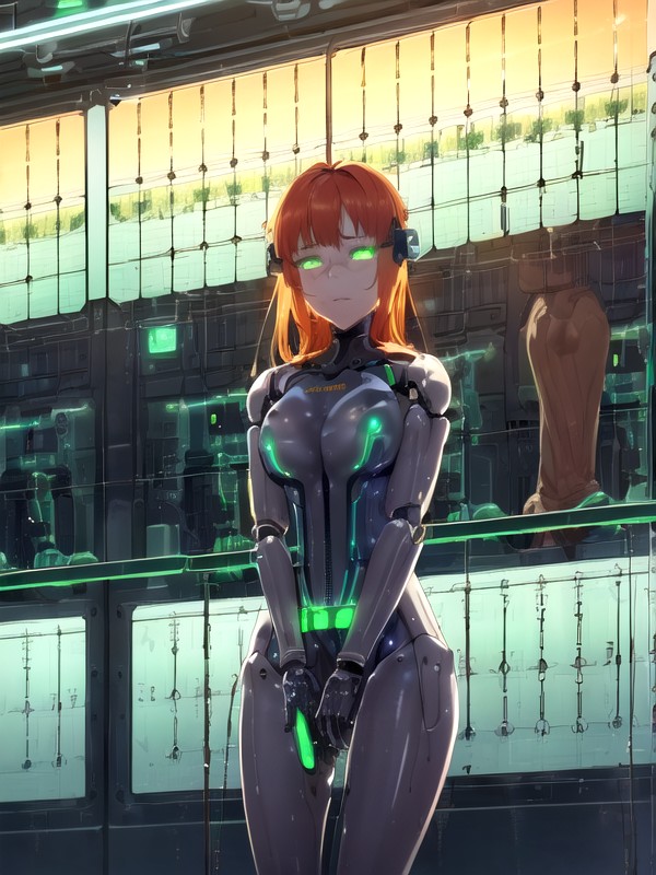 A Lot Of Thick Cables Connect To Her Spine, Big Machinery, Mechanical Penis Hentai AI Porn