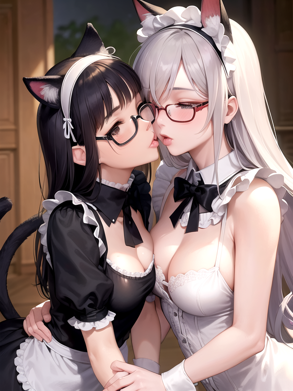 Girl Kiss Png - Girls Kissing, Cat Girl, Rubbing AI Porn