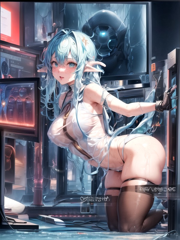 Green Hair, Fire, Green Dragon Tail Hentai AI Porn