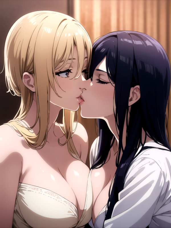 Girl Kiss Png - Unbuttoned, Girls Kissing, Detailed Screencap Hentai AI Porn