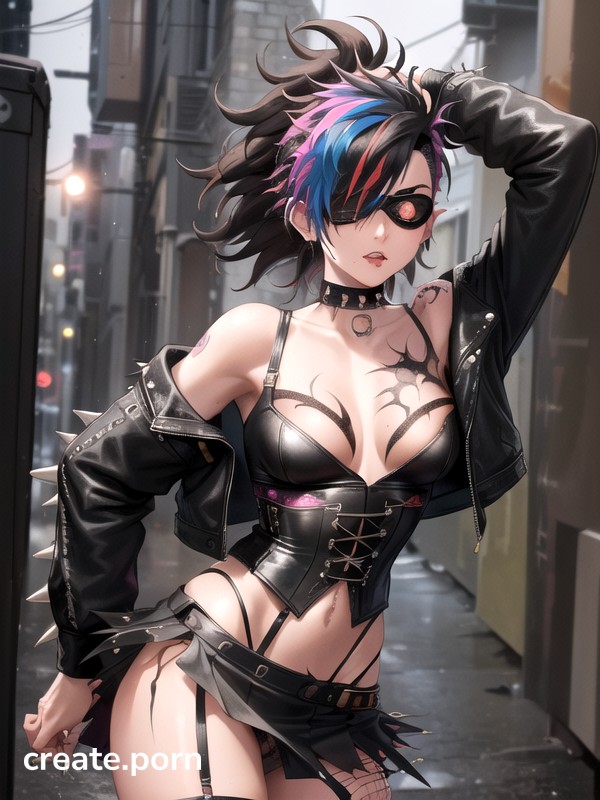 City, Raining, Choker Hentai AI Porn