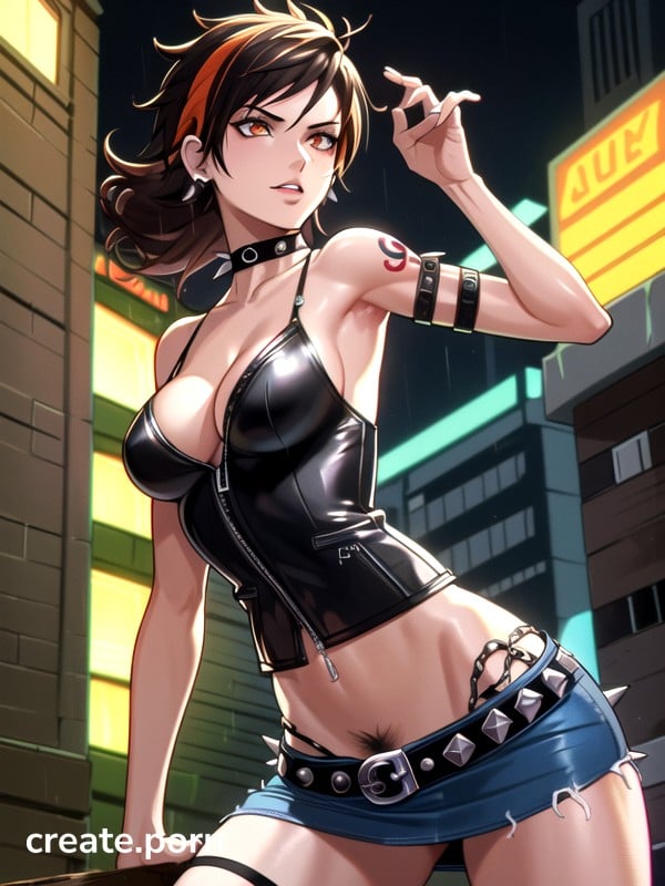 Black Clothes, Mohawk, City Hentai AI Porn