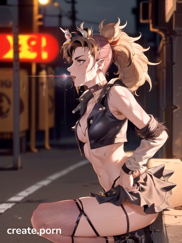 Fishnets, Choker, Night Hentai AI Porn