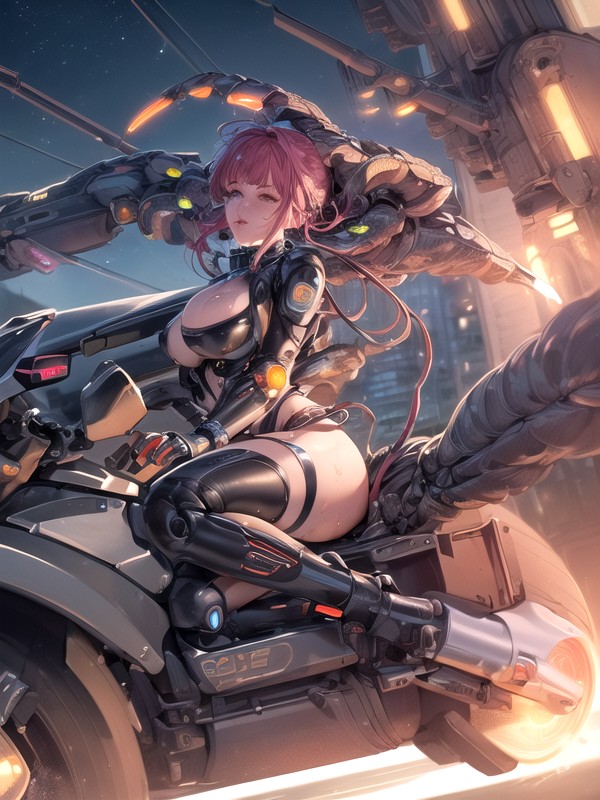 Cybernetic, A Lot Of Thick Cables Connect To Her Spine, Switch Hentai AI Porn