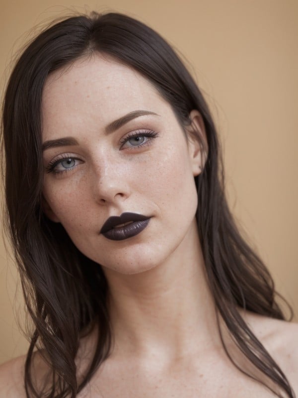 Black Blue Eyes Porn - Black Hair Pale Skin Black Lipstick Freckles Blue Eyes AI Porn