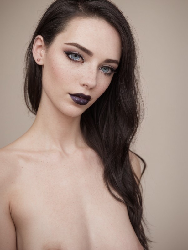 Black Blue Porn - Black Hair Pale Skin Black Lipstick Black Eyeshadow Freckles Blue Eyes  Shoulder Length Hair Wavy Hair