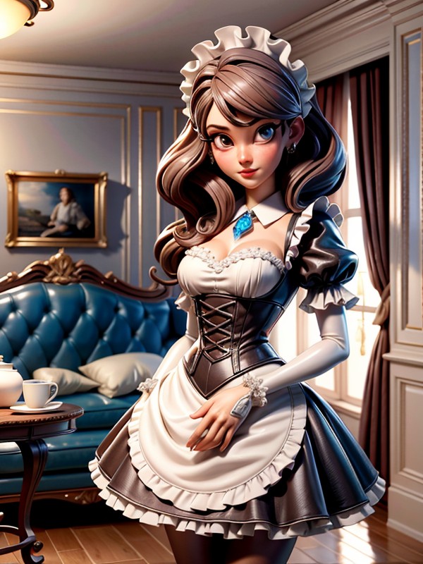 French 3d Porn - 3d (cartoon), French Maid, Living Room AI Porn