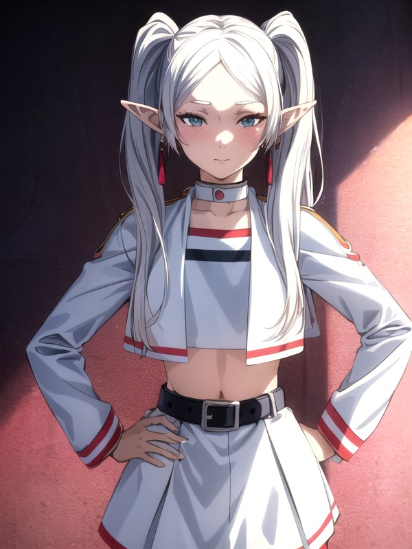 Crop Top, Pale Skin, White Cheerleader Outfit Hentai AI Porn