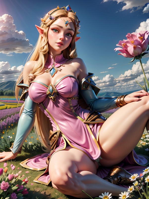 Soft Makeup With Shimmer, Expansive Meadow, Spread Open Hentai AI Porn