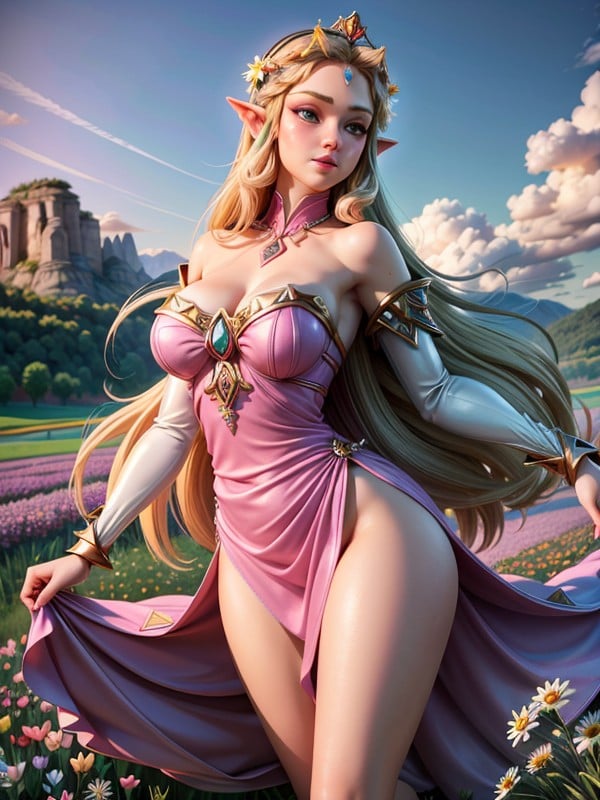 Zelda, Undressing, Panoramic View Hentai AI Porn