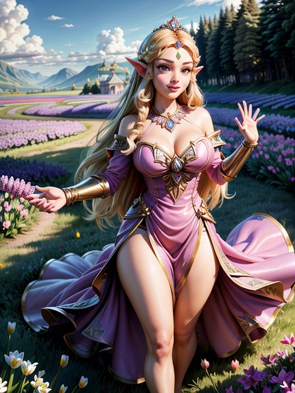 Soft Makeup With Shimmer, Cleavage, Subject Hand Reaching Out Hentai AI Porn