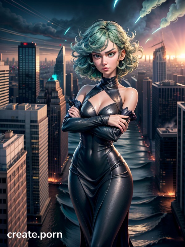 She Is Flying, Mouth Close, Tornados In The Background Hentai AI Porn