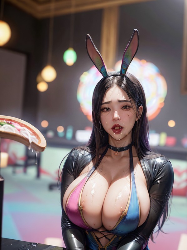 Muscular Body, Blowjob, Latex Suit AI Porn