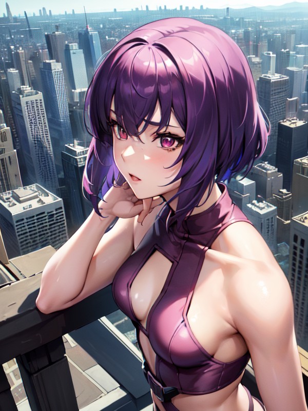 Kusanagi (ghost In The Shell), Touching Face, Small Breast Hentai AI Porn