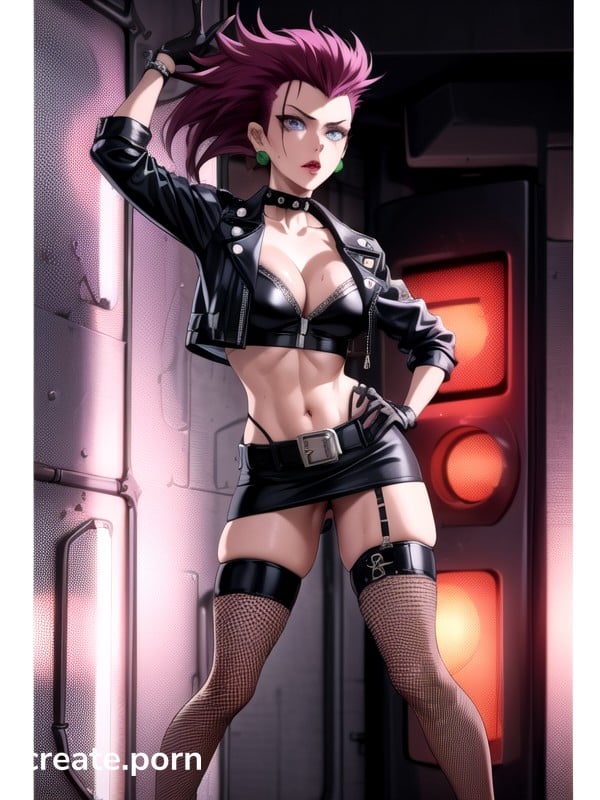 Full Body, Neon Lights, Mini Skirt Hentai AI Porn