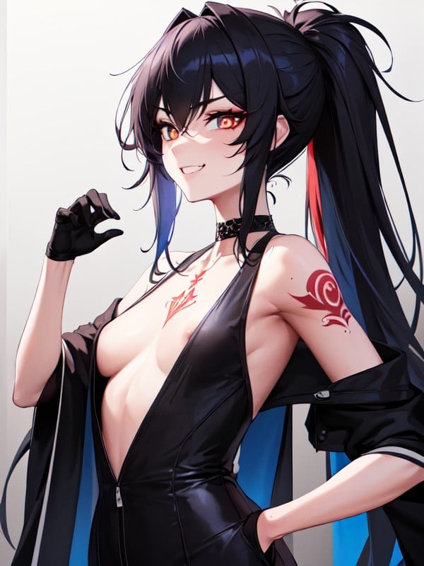 Vampire Teeth, Showing Fangs, Bust Shot Hentai AI Porn