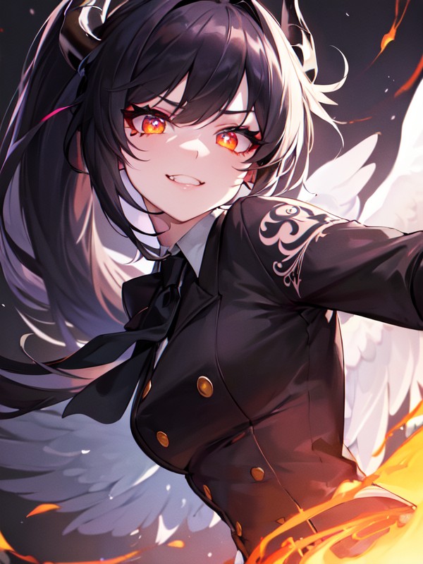 Tuxedo, Bangs, Glowing Eyes Hentai AI Porn