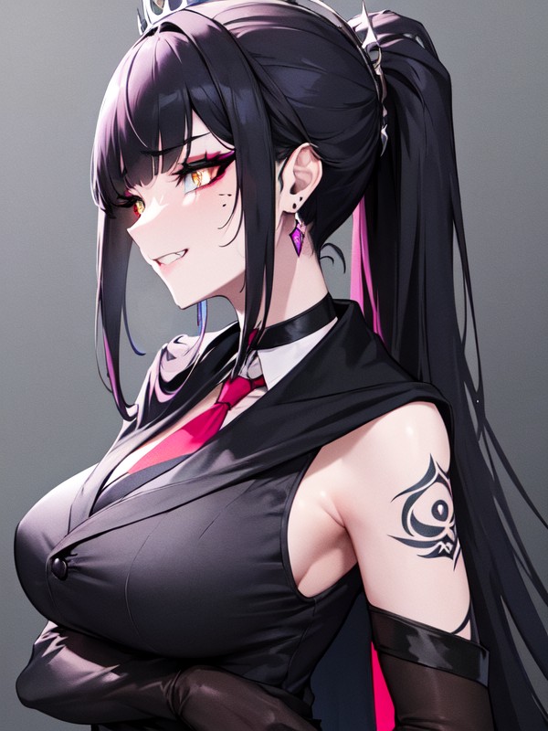 Choker, Multi Colored Hair, Grinning Hentai AI Porn