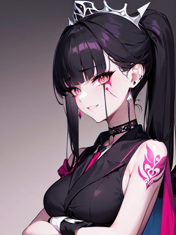 Cape, Grinning, Multi Colored Hair Hentai AI Porn