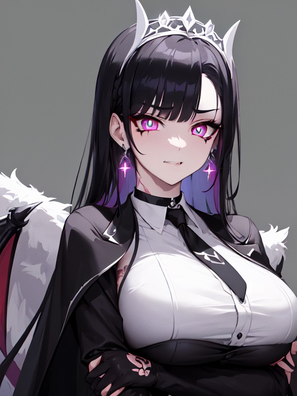 Wide Grin, Choker, Putting On Gloves Hentai AI Porn