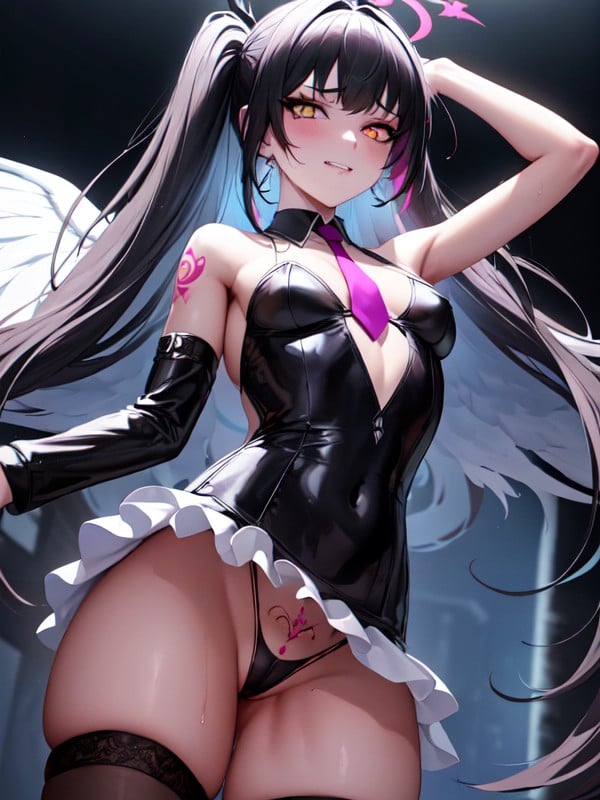 Showing Fangs, Black Tie, Wet Clothes Hentai AI Porn