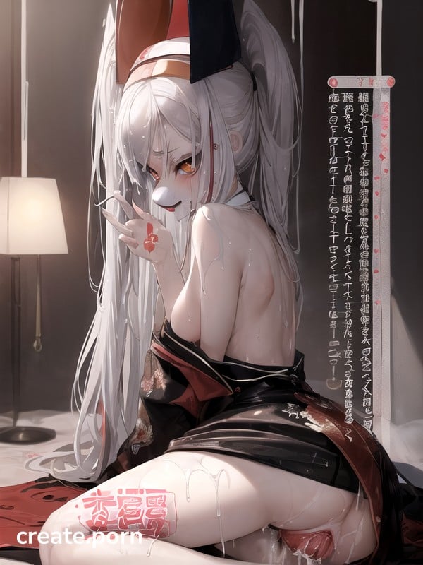 White Hair, Monochrome, Ass Focus AI Porn