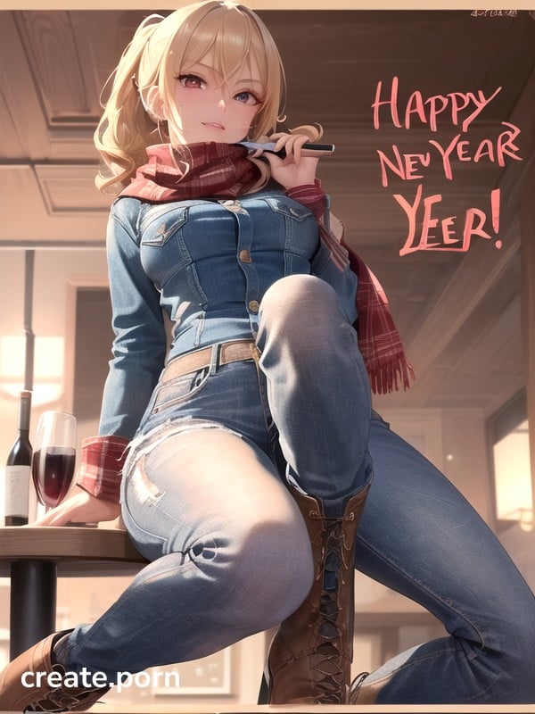 Girls Kissing, Happy New Years Party, Jacket AI Porn
