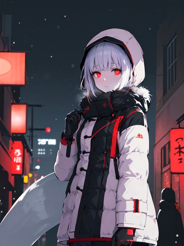 Anime Gloves Porn - Dressed In Stylish Winter Attire With A Fur-lined Hood And Gloves, Anime  Style Wide Shot,