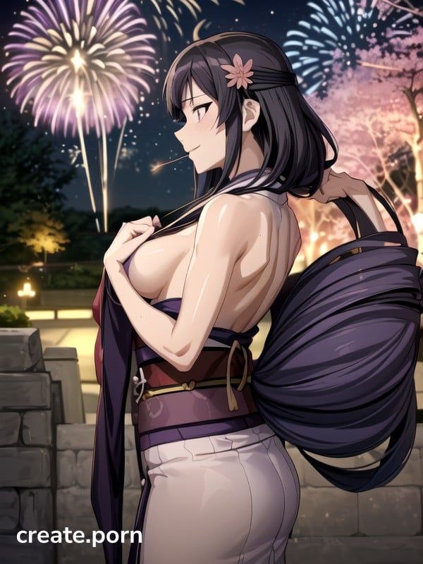 Oiled Skin, Add Detail, Beautiful Display In The Night Sky Hentai AI Porn