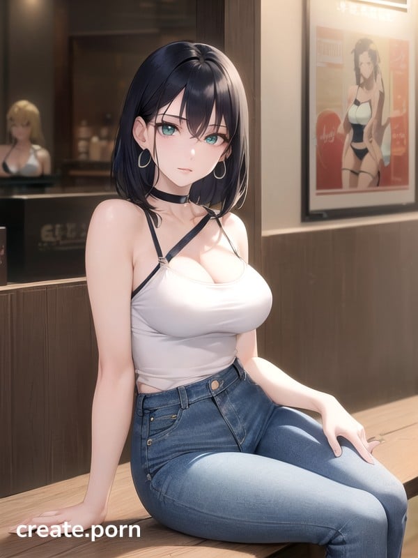 Anime Jeans Porn - Mall, Simple Background, Sad AI Porn