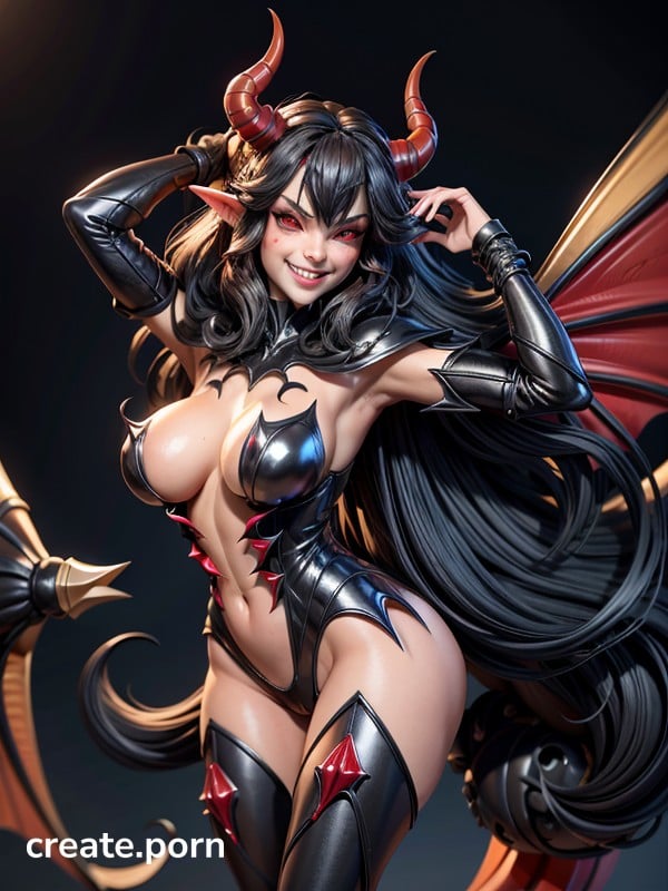 Demon Queen - Is Covered In Cum, Red Horns And Pointy Ears, Demon Queen With A Black  CrownKI Porno