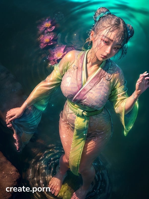 Accurate Body, Dress Drags In The Water, Standing AI Porn
