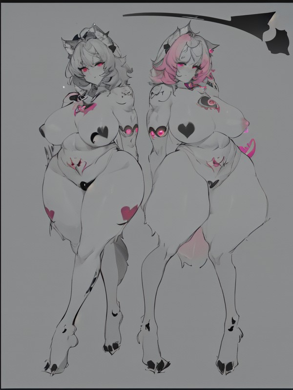 Puffy Plmup Raised Pink Nipples, Presenting Scissoring, No Testicles AI Porn