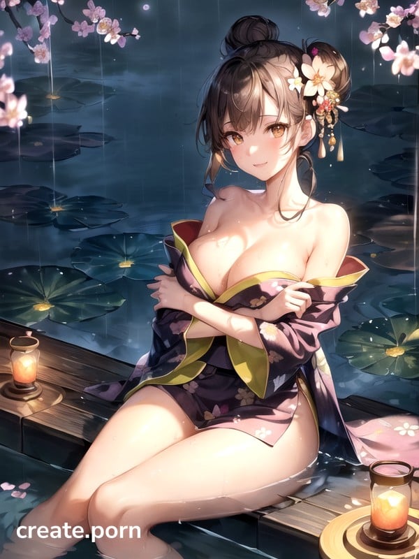No Extra Limbs, The Air Smells Fresh And The Cherry Blossoms Smell Sweet, Sitting On The Edge Of The Pond AI黃漫