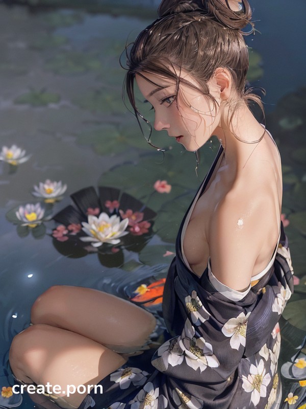 Humanly Accurate Details, Night Time, Beautiful Flower And Comb In Her Hair Bun AI Porn