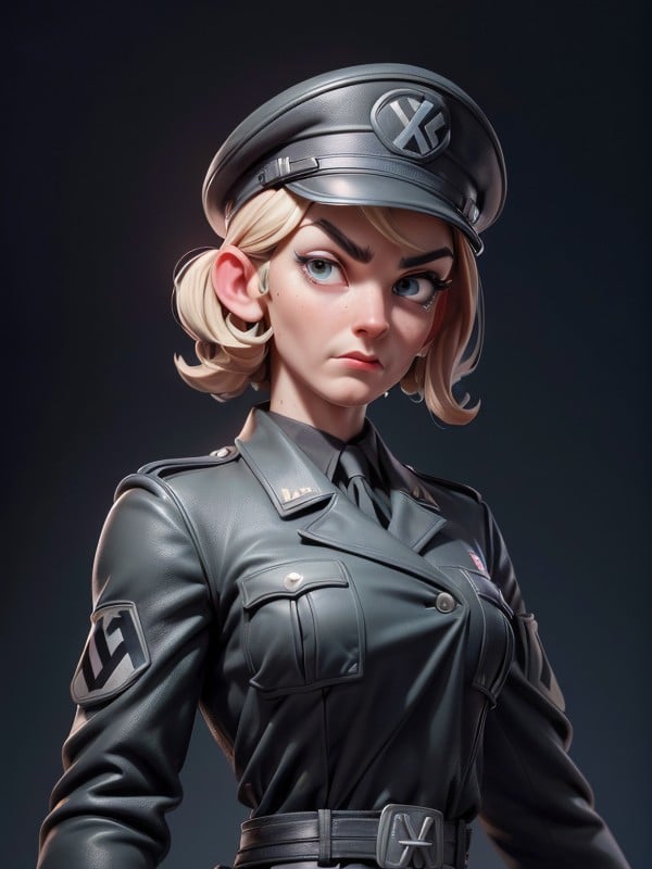 S German Army Uniform With Cap, German National Socialism, Man AI Porn