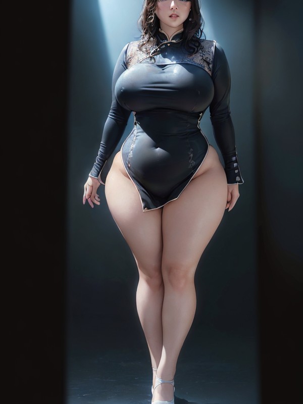 Black Backdrop, Detail Black Outfit, Transparent Material AI Porn