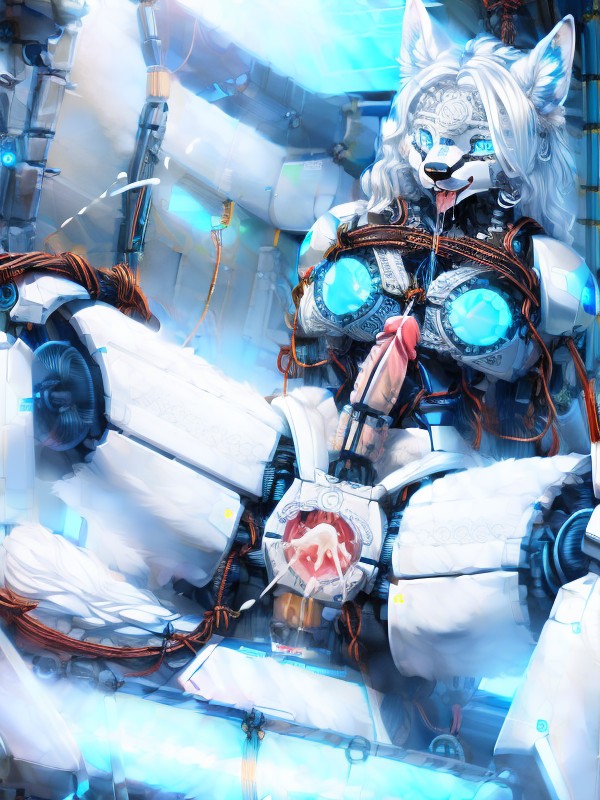Penetration Vaginamechanical_penis, Drooling, A Lot Of Thick Cables Connect To Her Body Furry AI Porn