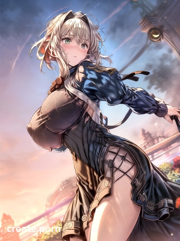 Front View Sfw Violet Evergarden Huge Tits Anime accurate Dark  