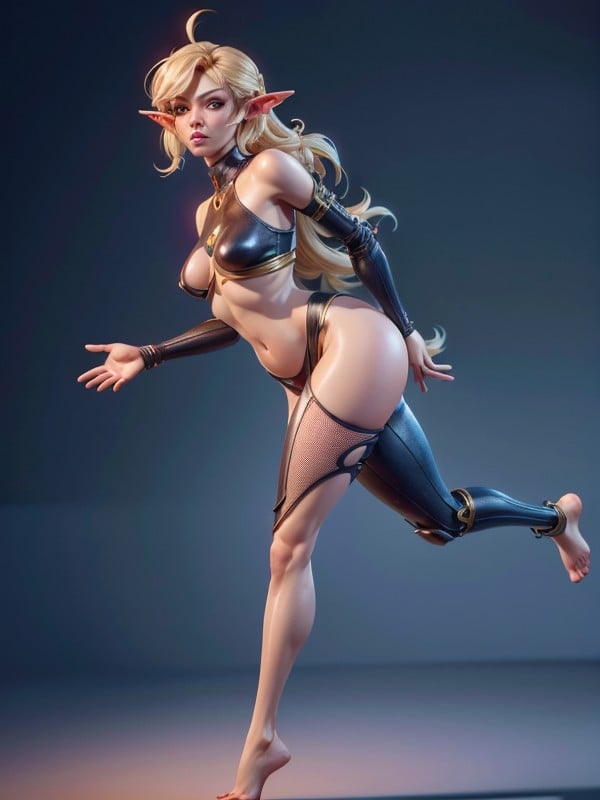 Deformed Body, Elf Ears, Lowres AI Porn