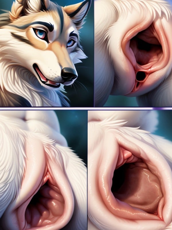 Best Quality, Perfect Wolf_canis Anatomy Vulva, Vagina Pov Furry IA