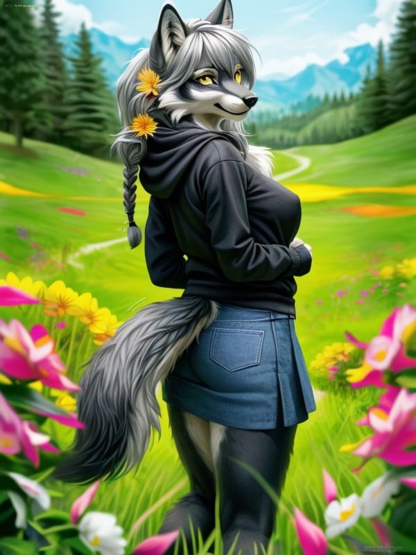 Ash_gray Wolf Girls, 땋은 머리, Fur Hasty 퍼리 AI 야짤
