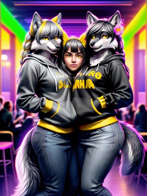 Multiple Grid View, 灰黑髮色, Furry_body 獸人AI成人