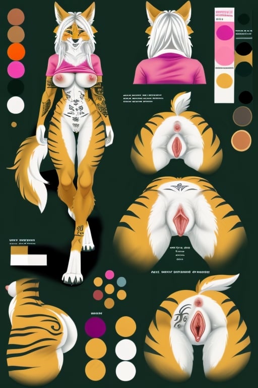 Multiple Pussy K View, Detailed Reference Sheet, Fat Furry AI Porn