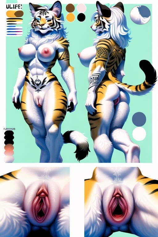Detailed Muscle, Vaginal Expressive Animal_vagina, Tiger Furry AI Porn
