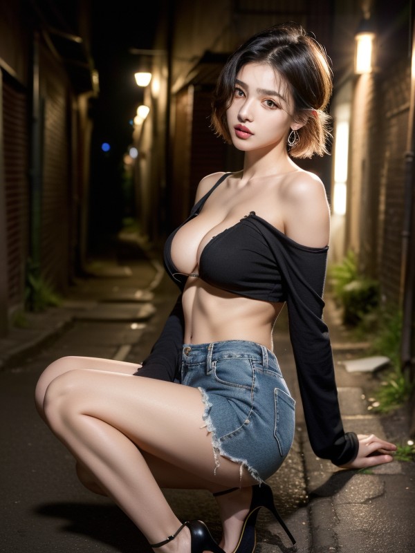 Night, Extremely Detailed Realistic Doe Eyes, Short Length AI Porn