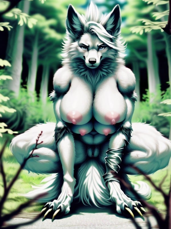 Front View, Extra Leg, Abs Muscle Furry AI Porn