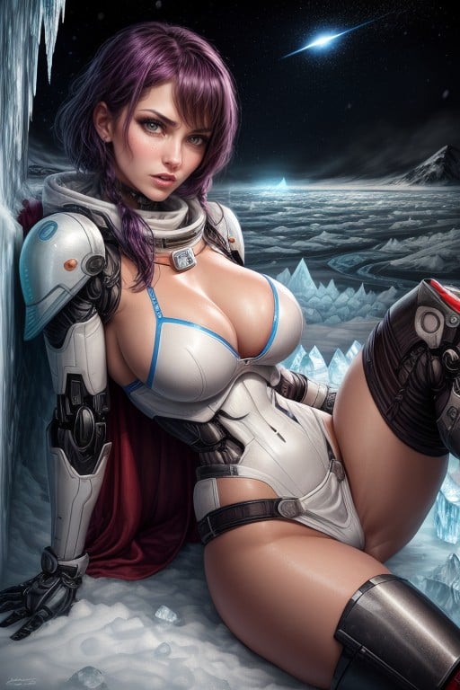 Camera Shot At A Side-front View, The Cold Air Stings Her Skin A Bit, Off-shoulder AI Porn
